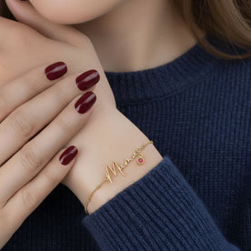 Bracelet Maman avec Pierre de Naissance | Cadeau Personnalisé pour Maman