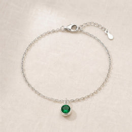 May Birthstone Bracelet | Emerald, Gold & Silver