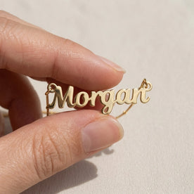 Necklace Morgan Name Necklace HBD: Held, for scale