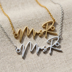 Necklace MrsR Name Necklace HBD: Both finishes