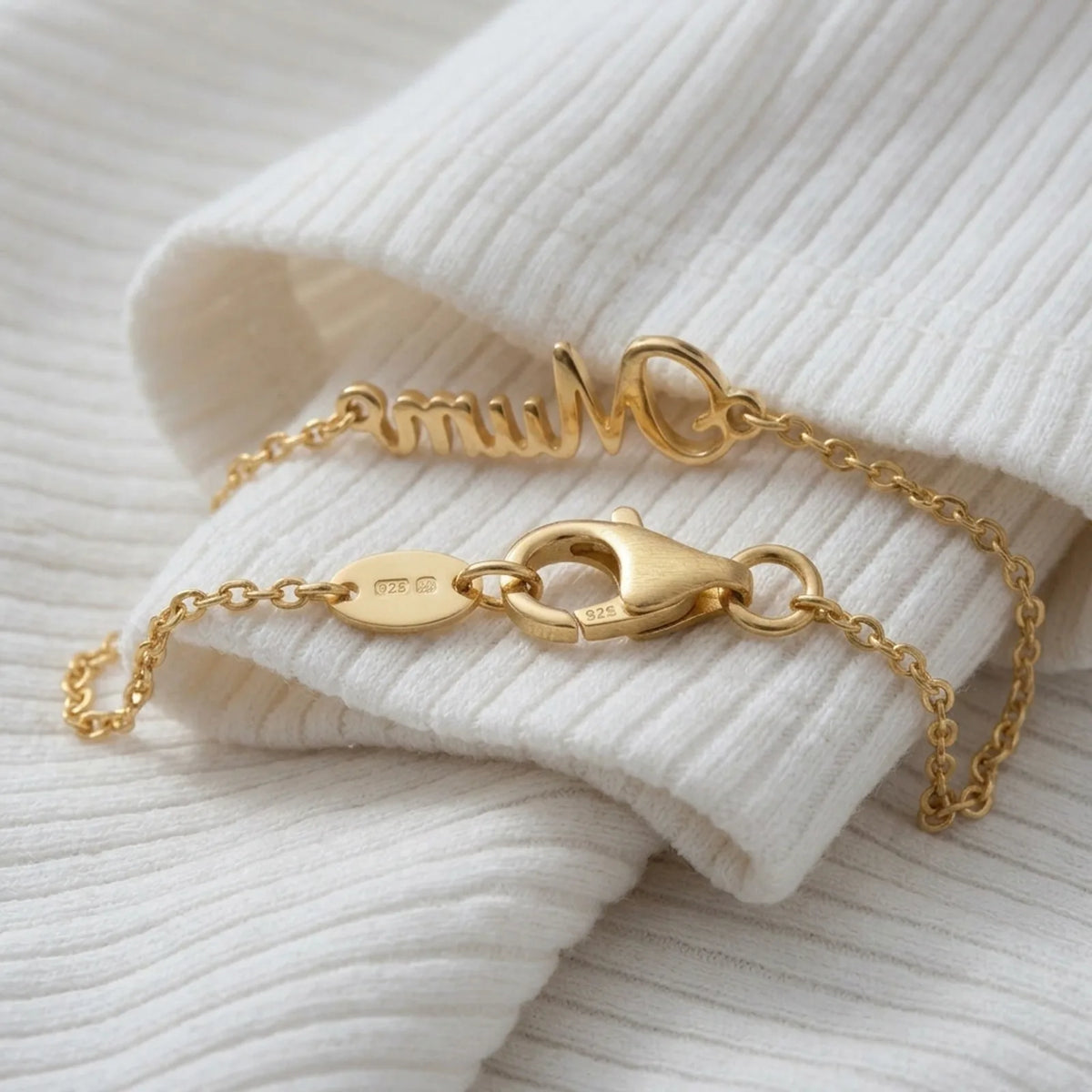 Bracelet Maman en or 18 carats, argent ou vermeil - 3 styles de chaîne