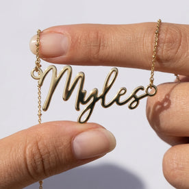 Necklace Myles Name Necklace HBD: Held, for scale