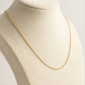 Gold anchor chain necklace on a cream neck stand