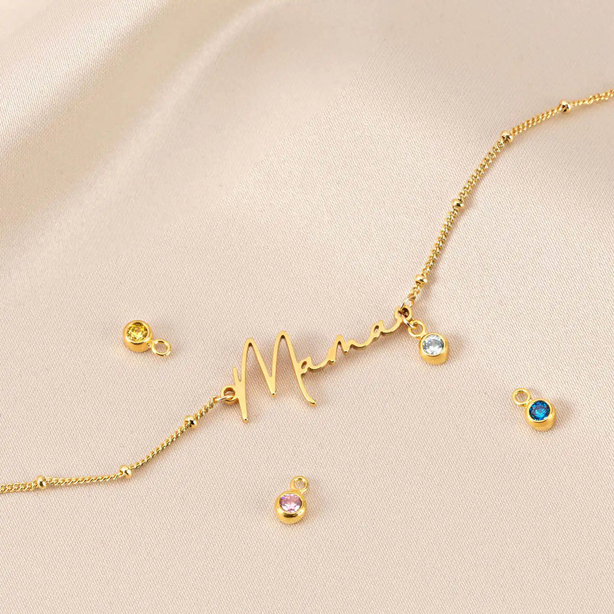 Bracelet Maman avec Pierre de Naissance | Cadeau Personnalisé pour Maman
