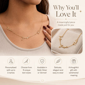 Gepersonaliseerde ketting met drie namen | Goud, zilver en verguld