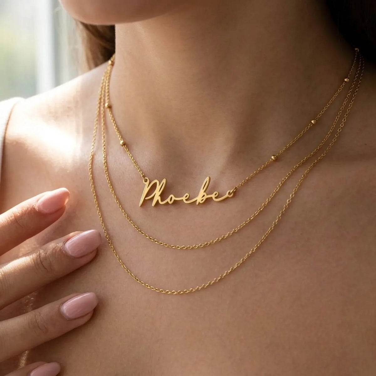 Collana con nome Phoebe | Oro 18 carati, argento e vermeil | Pronta per la spedizione