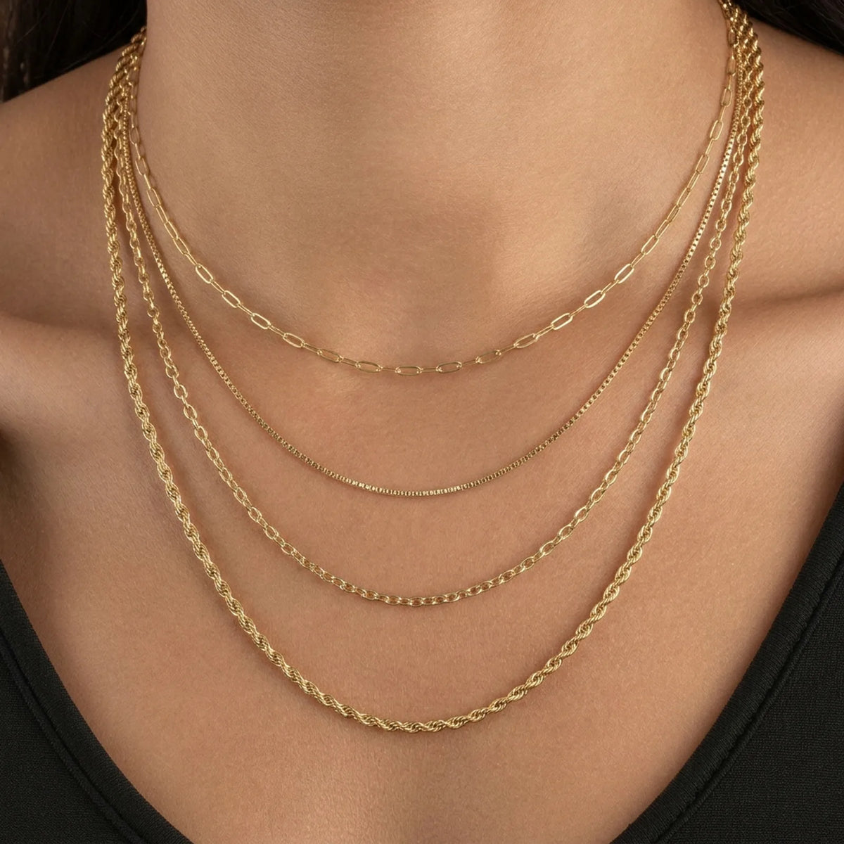 Plain Paperclip Necklace — Layered Chains