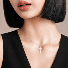 Collier croix verticale en or, argent et vermeil | HBD