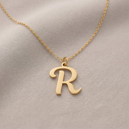 R Necklace | Initial & Letter R Pendant, Gold & Silver