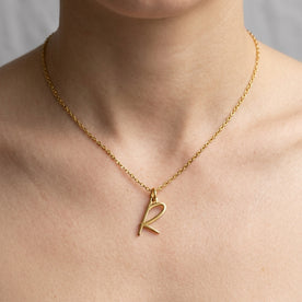 Collar R | Colgante con inicial y letra R, oro y plata
