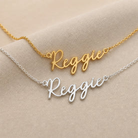 Collier prénom Reggie | Or 18 carats, argent et vermeil | Prêt à être expédié