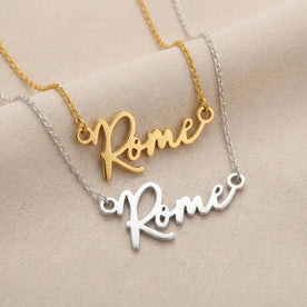 Necklace Rome Name Necklace HBD: Both finishes