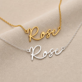 Necklace Rose Name Necklace HBD: Both finishes