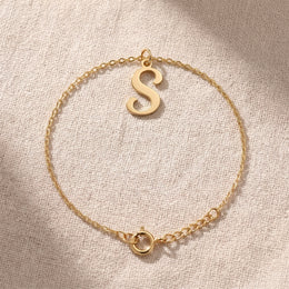 Bracelet S | Breloque initiale et lettre S, or et argent