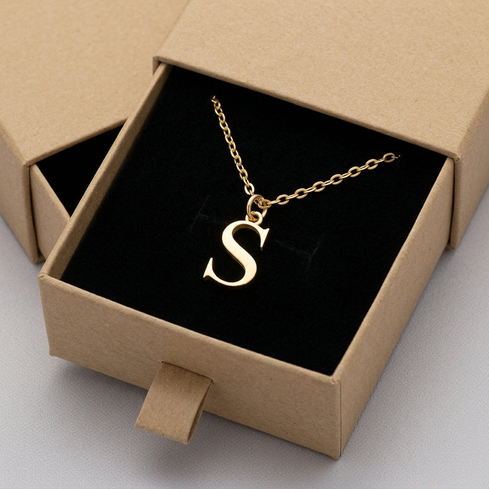 S-ketting | Hanger met initiaal en letter S, goud en zilver