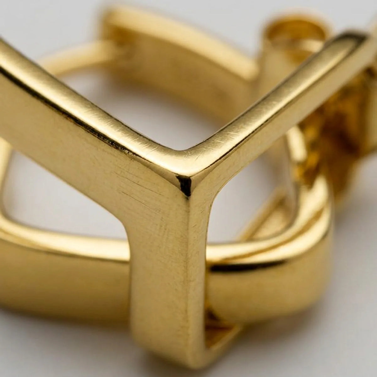 Square J Hoop Earrings — Detail Of Square Hoop Edge