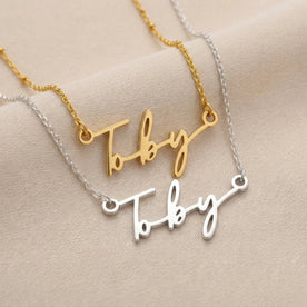 Collier prénom Toby | Or 18 carats, argent et vermeil | Prêt à être expédié
