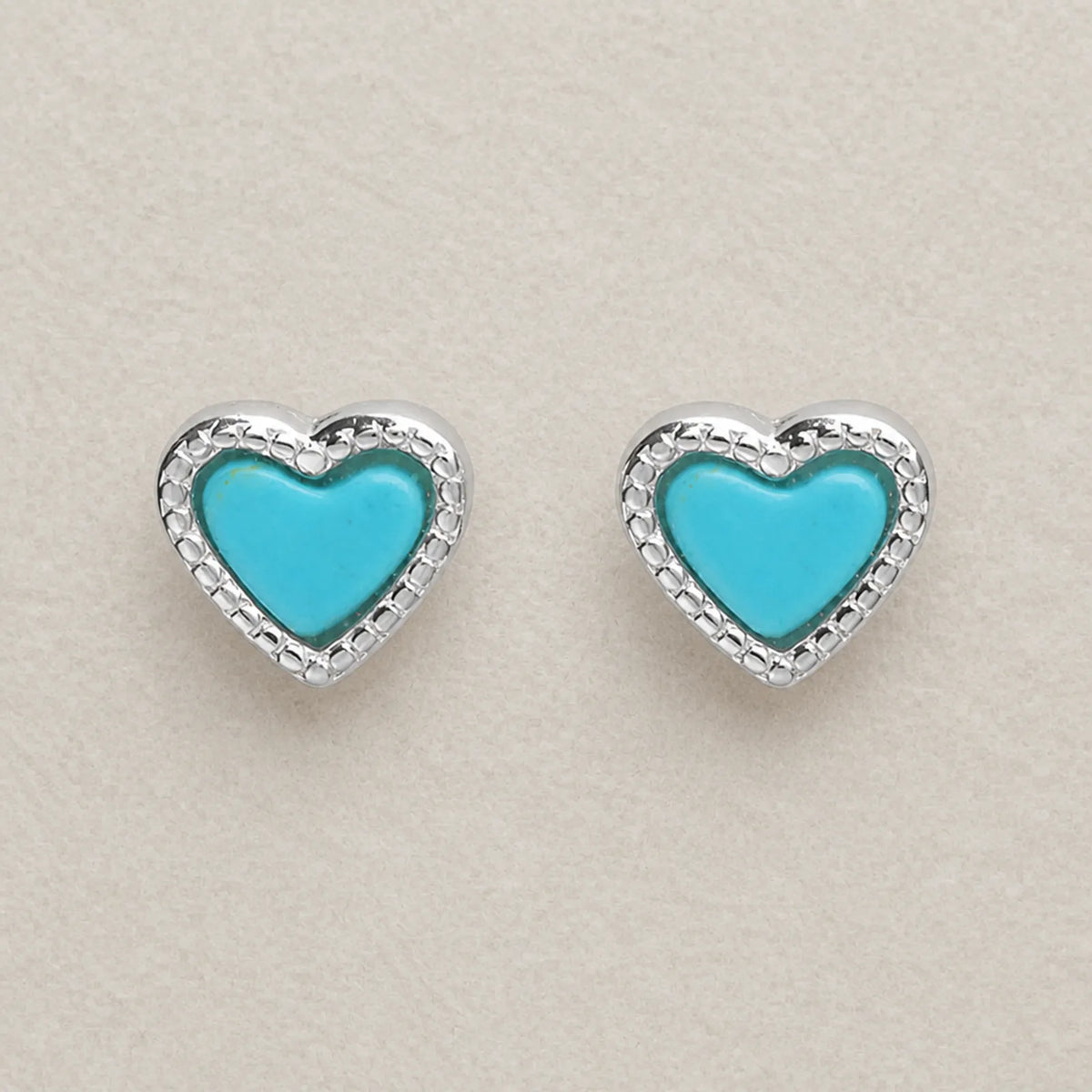 Turquoise Heart Studs — Studs Flatlay