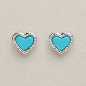 Turquoise Heart Studs — Studs Flatlay
