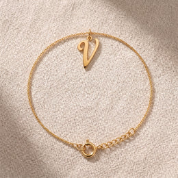 V Bracelet | Initial & Letter V Charm, Gold & Silver