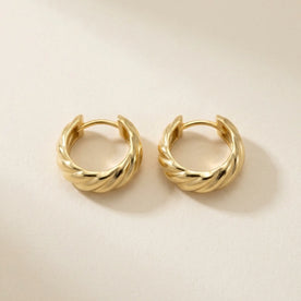 Wide Ribbed Huggie Hoop Earrings — Hero Flatlay