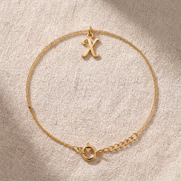 Bracciale X | Ciondolo con iniziale e lettera X, oro e argento