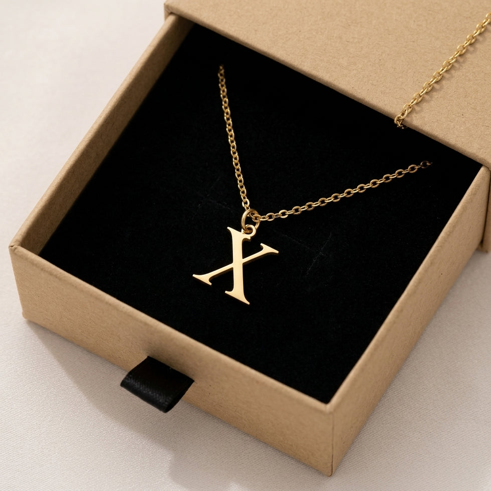 X-Halskette | Anhänger mit Anfangsbuchstaben X, Gold & Silber