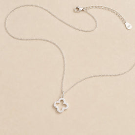 Zirconia Open Clover Necklace — Clover Necklace Flatlay