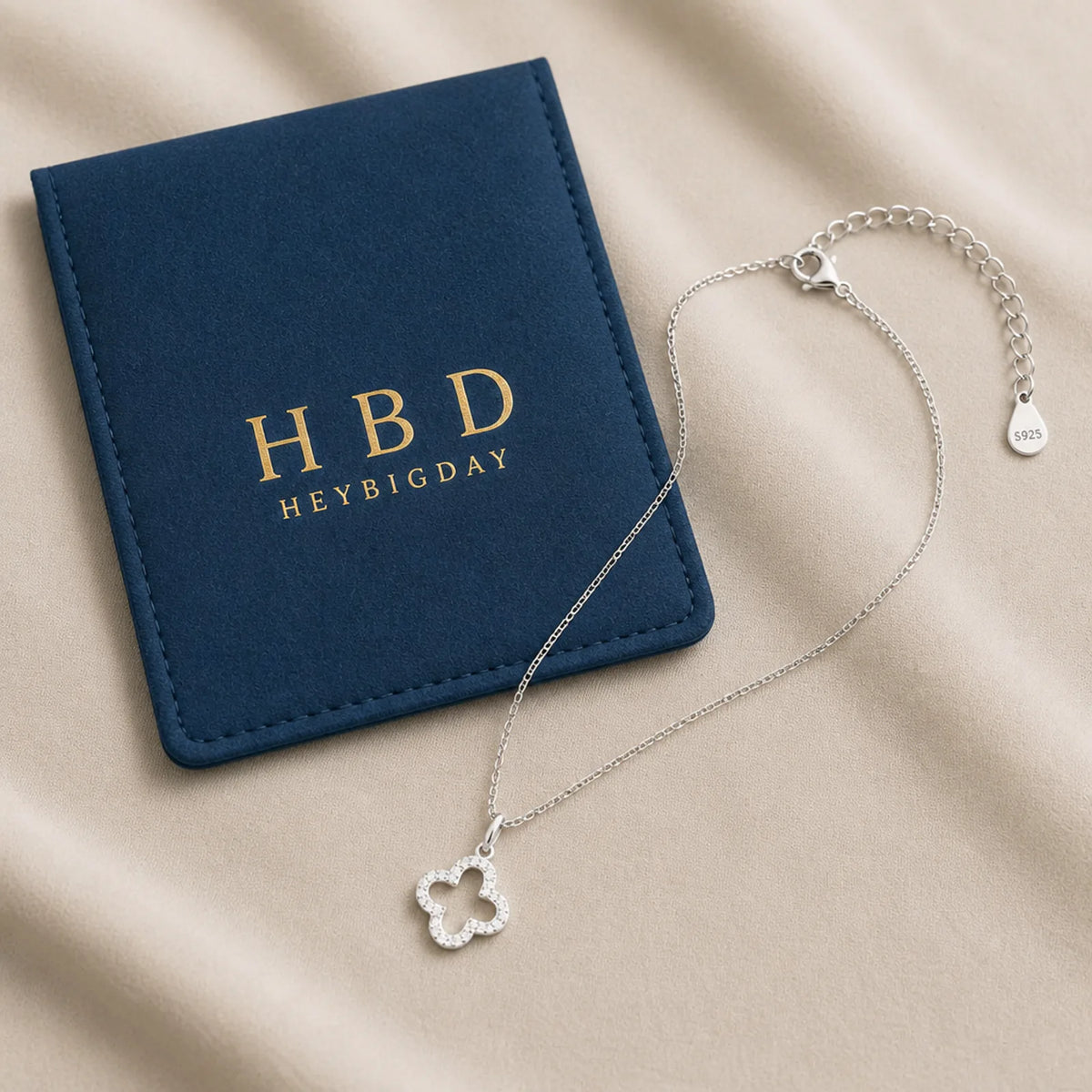 Zirconia Open Clover Necklace — Necklace with Packaging